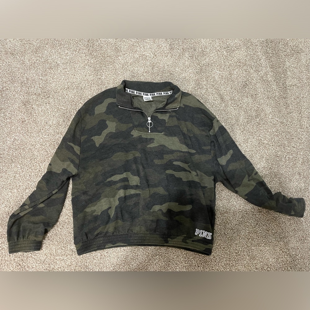 VS Pink camo quarter-zip